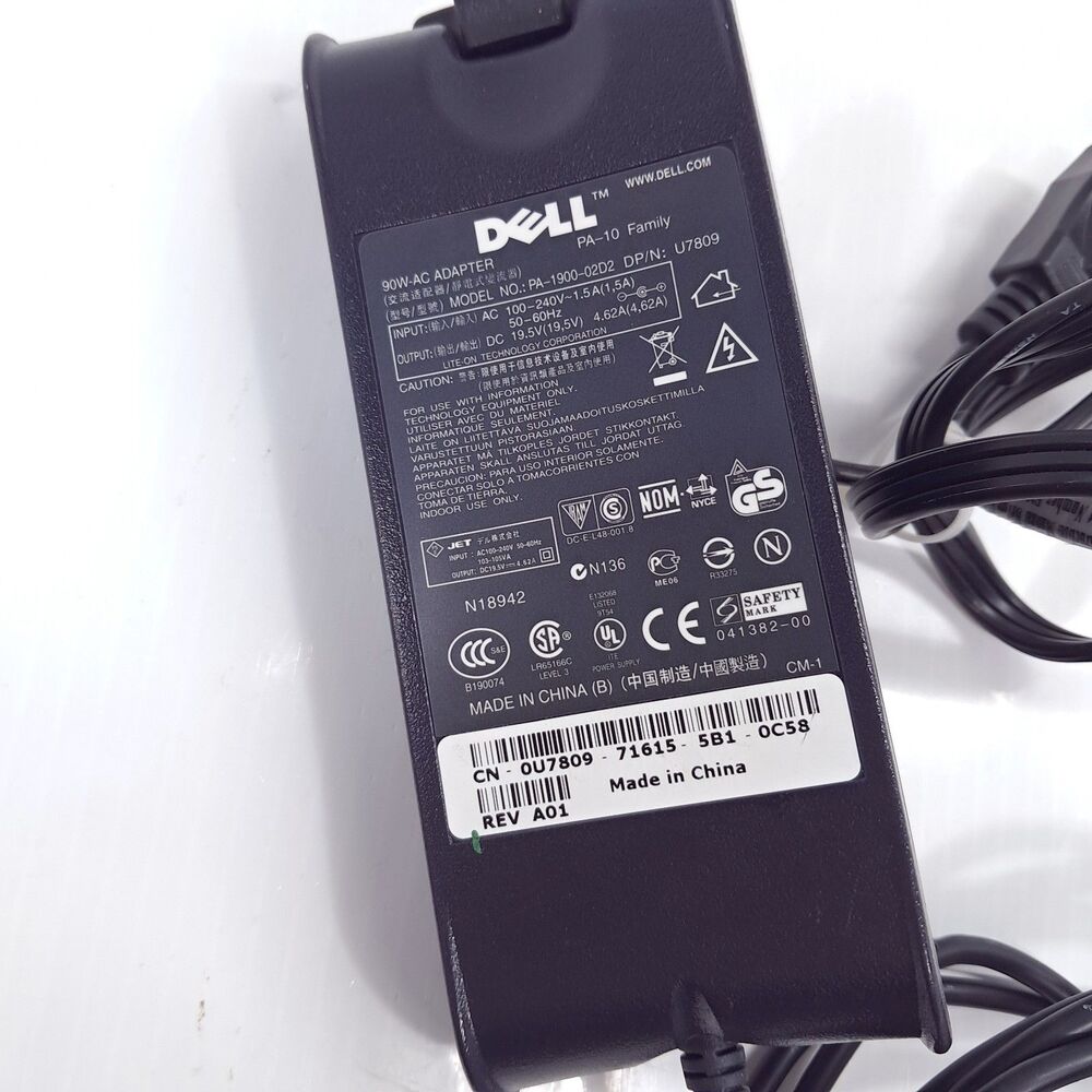 Dell 90W Laptop Charger AC Adapter Power Supply U7809 PA-1900-02D2 oem genuine